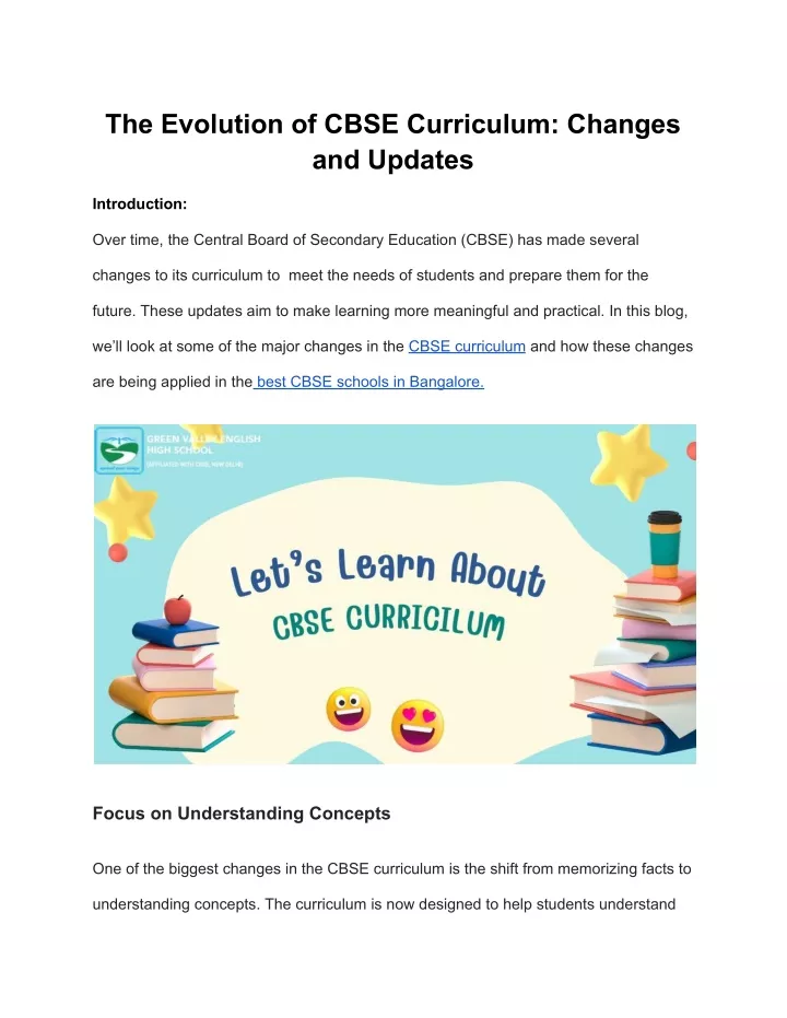 the evolution of cbse curriculum changes