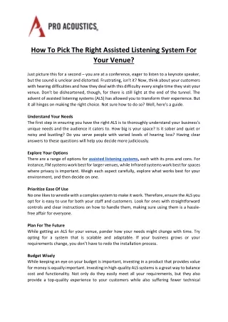 how to pick the right assisted listening system