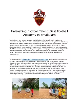 Best Football Academy Ernakulam