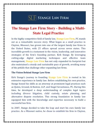 The Stange Law Firm Story - Building a Multi-State Legal Practice