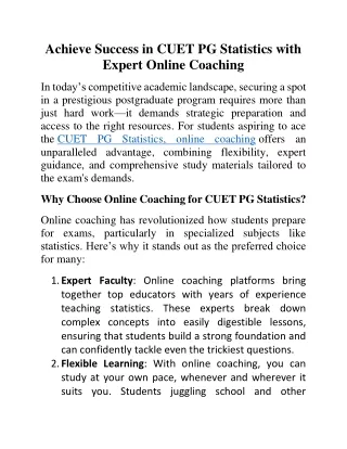 achieve success in cuet pg statistics with expert