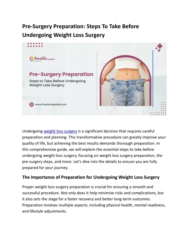 pre surgery preparation steps to take before