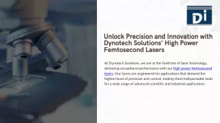 Unlock Precision and Innovation with Dynotech Solutions' High Power Femtosecond Lasers