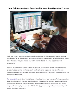 How Pub Accountants Can Simplify Your Bookkee