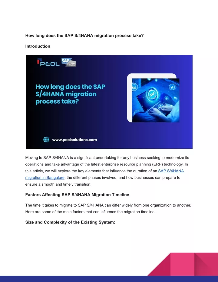 how long does the sap s 4hana migration process