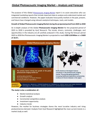 Photoacoustic Imaging Market - VynzResearch