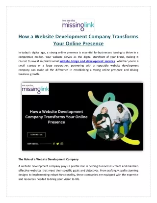 How a Website Development Company Transforms Your Online Presence