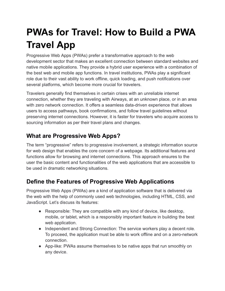 pwas for travel how to build a pwa travel app