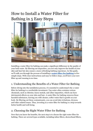 how to install a water filter for bathing