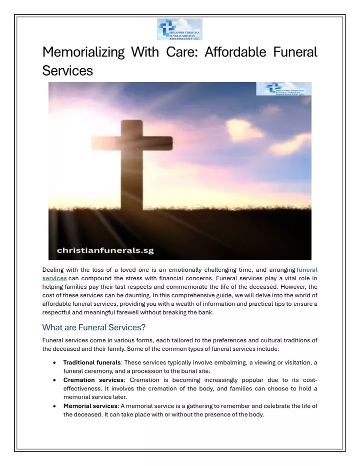 memorializing with care affordable funeral