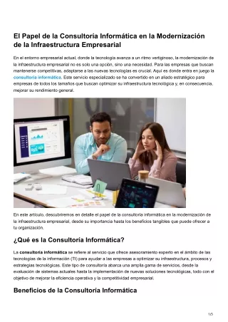El Papel de la Consultoría Informática en la Modernización de la Infraestructura Empresarial