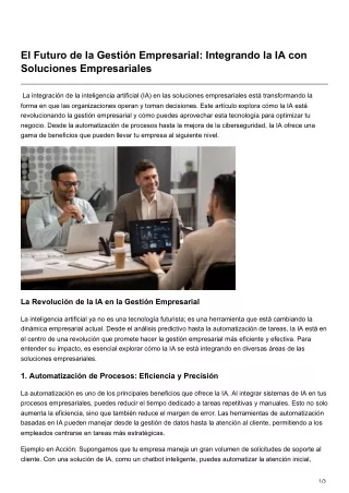 El Futuro de la Gestión Empresarial Integrando la IA con Soluciones Empresariales