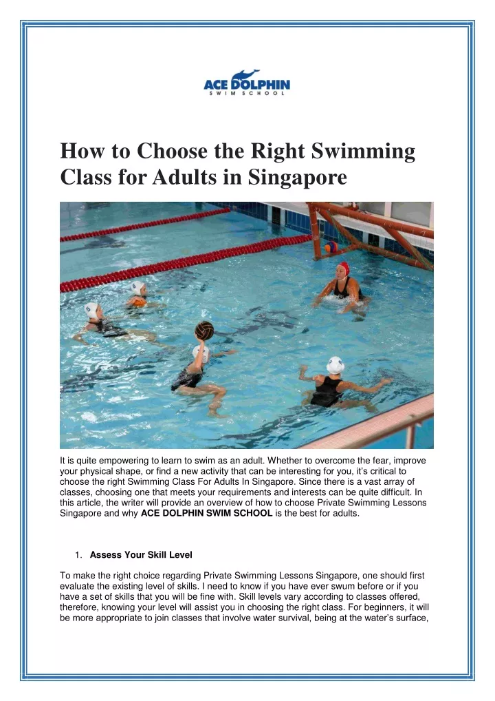 how to choose the right swimming class for adults