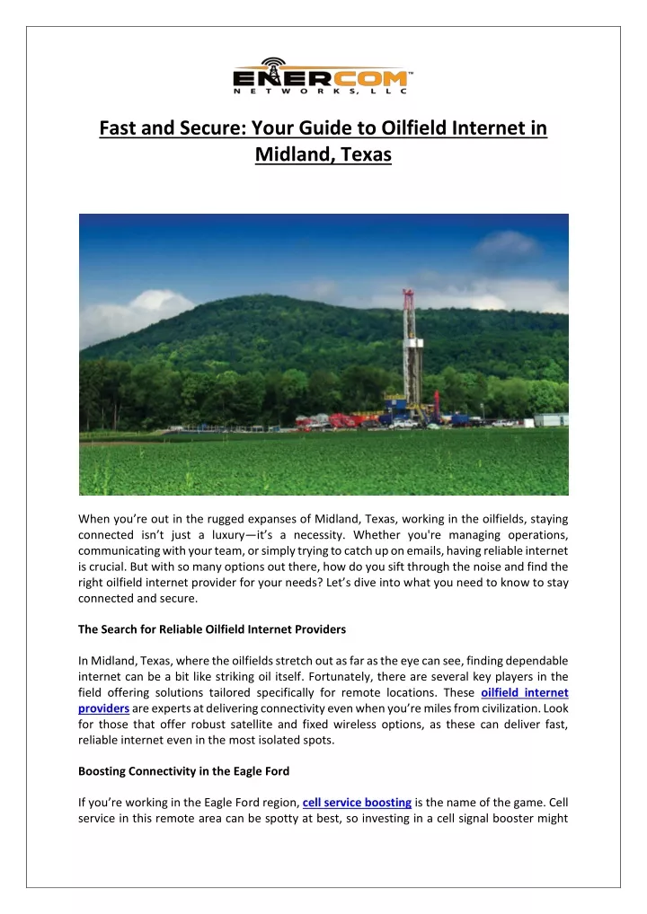 fast and secure your guide to oilfield internet