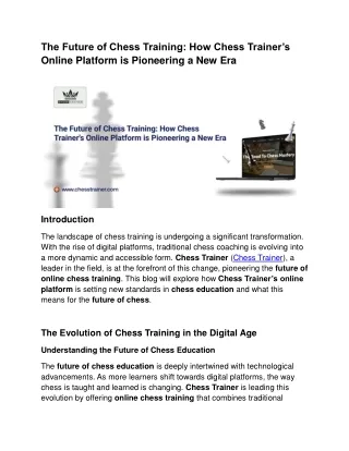 the future of chess training how chess trainer