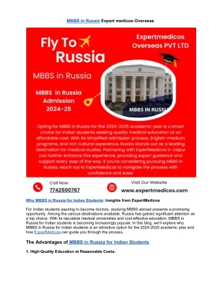 MBBS in Russia Expert medicos Overseas | Call us 7742500767