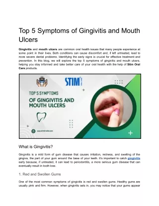 Top 5 Symptoms of Gingivitis and Mouth Ulcers