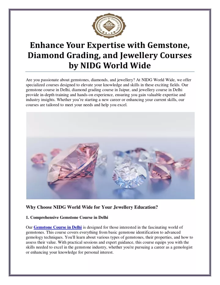 enhance your expertise with gemstone diamond