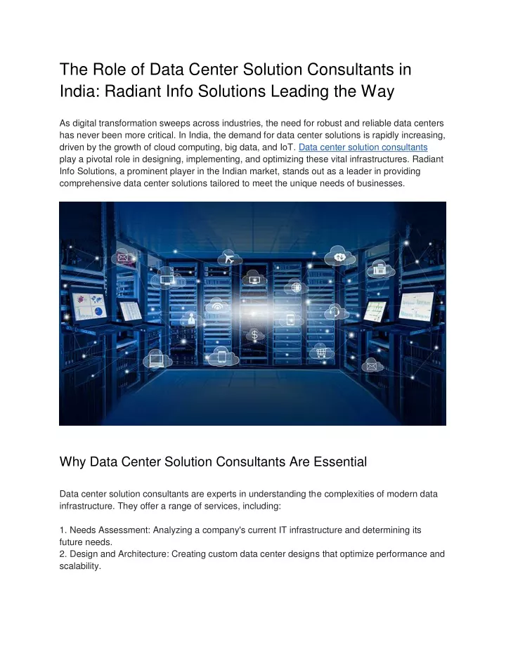 the role of data center solution consultants