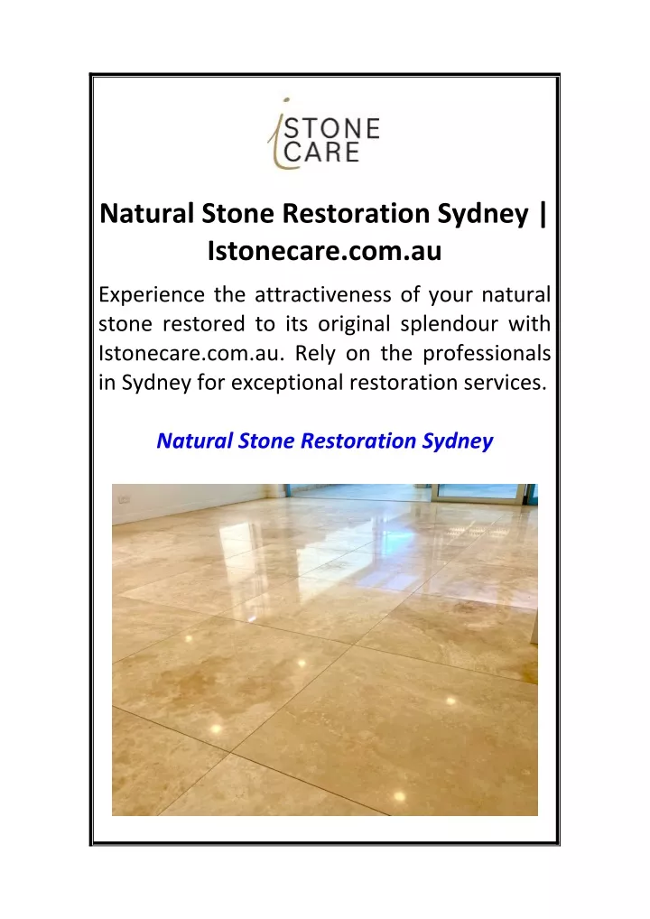 natural stone restoration sydney istonecare com au