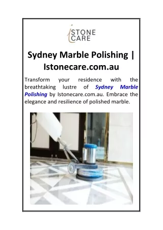 Sydney Marble Polishing  Istonecare.com.au