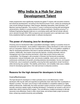 Why India is a Hub for Java Development Talent