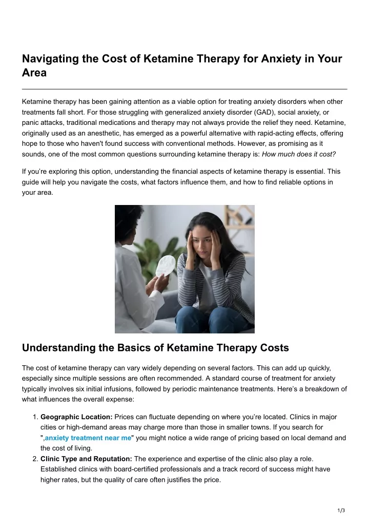 navigating the cost of ketamine therapy