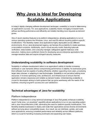 Why Java is Ideal for Developing Scalable Applications