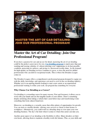 master the art of car detailing join