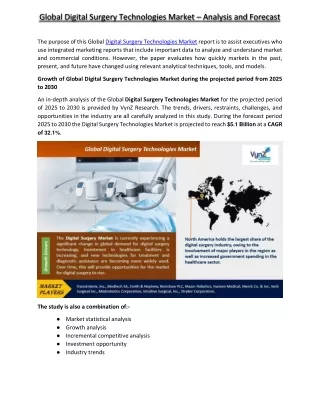 Digital Surgery Technologies Market - VynzResearch