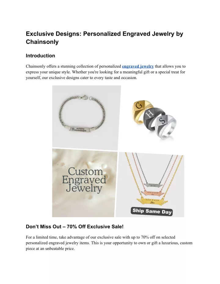 exclusive designs personalized engraved jewelry