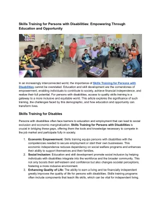 Skills Training for Persons with Disabilities_ Empowering Through Education and Opportunity