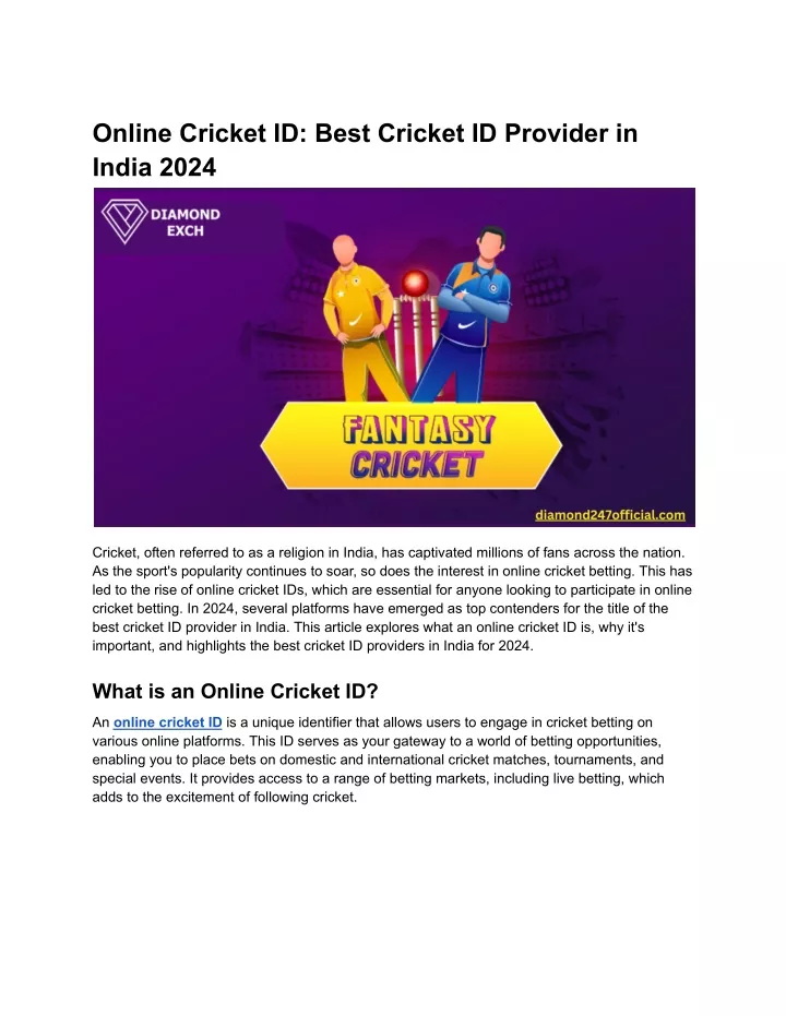 online cricket id best cricket id provider