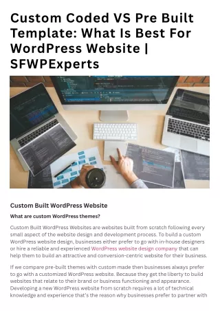 Custom Coded VS Pre Built Template What Is Best For WordPress Website
