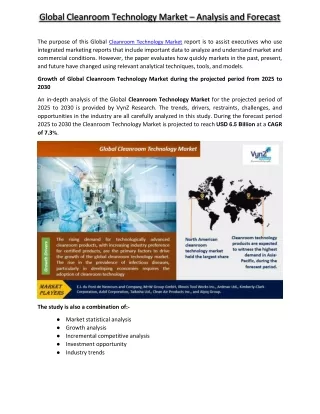 Cleanroom Technology Market - VynzResearch