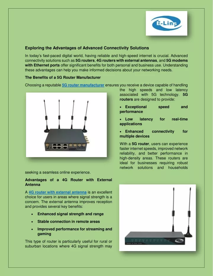 exploring the advantages of advanced connectivity