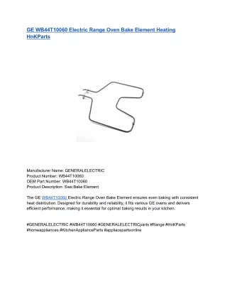 GE WB44T10060 Electric Range Oven Bake Element Heating HnKParts