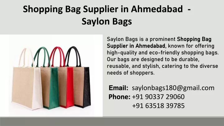 shopping bag supplier in ahmedabad saylon bags