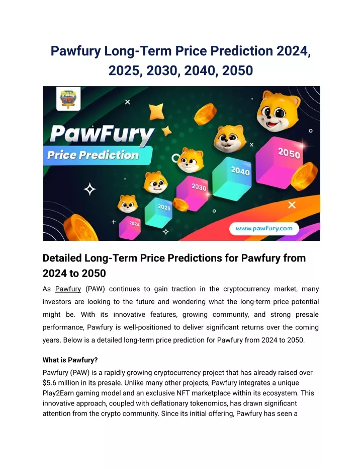 pawfury long term price prediction 2024 2025 2030