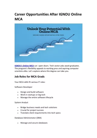 Career Opportunities After IGNOU Online MCA