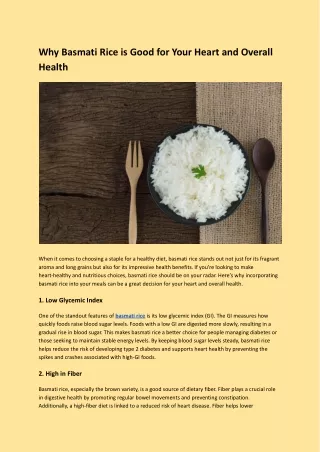 Why Basmati Rice is Good for Your Heart and Overall Health