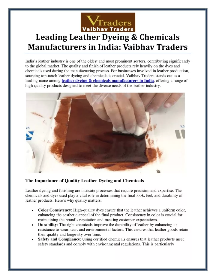 leading leather dyeing chemicals manufacturers