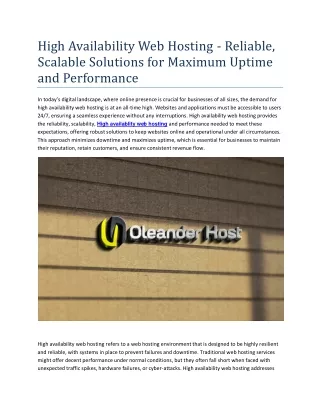 high availability web hosting reliable scalable