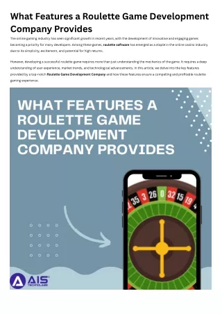 What Features a Roulette Game Development Company Provides