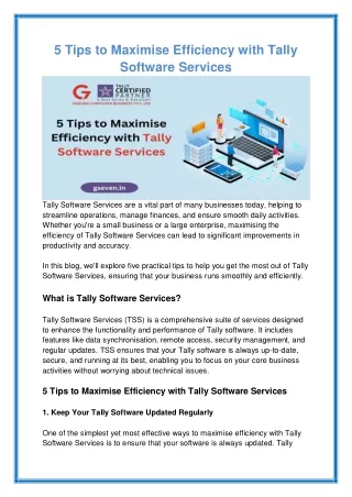 5 Tips to Maximise Efficiency with Tally Software Services