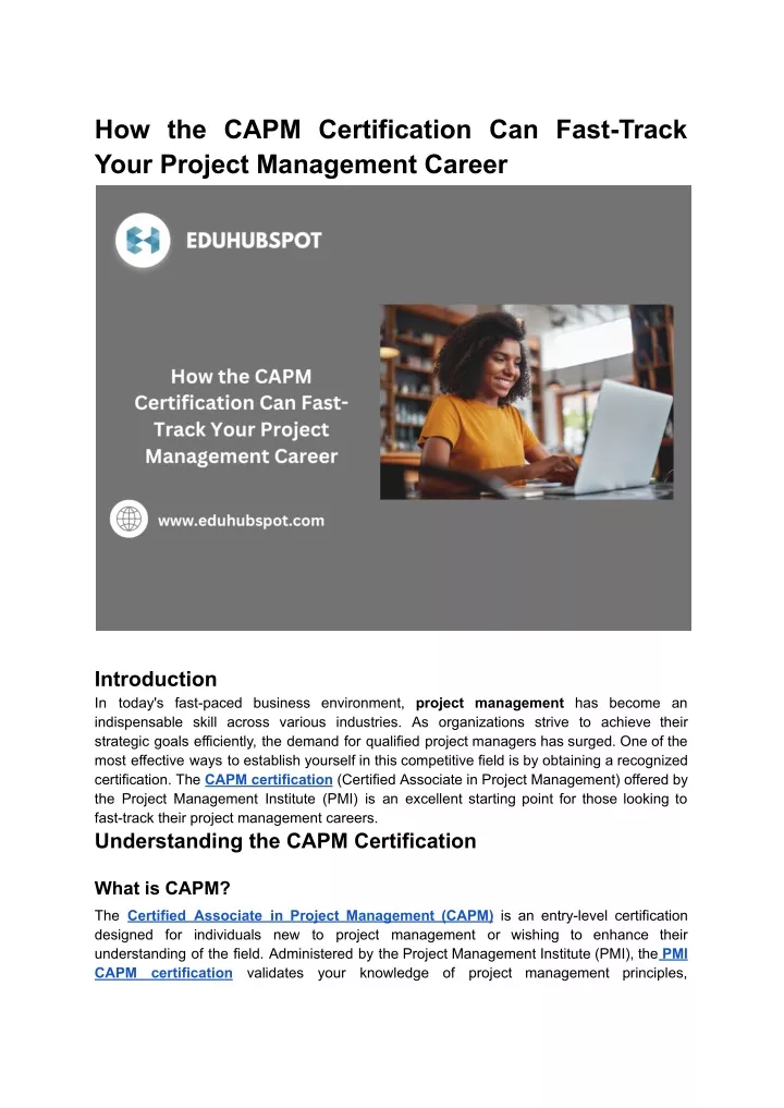 how the capm certification can fast track your