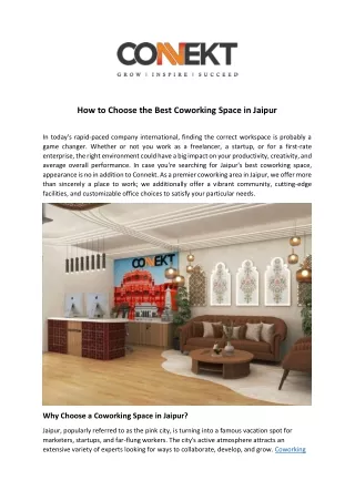 How to Choose the Best Coworking Space in Jaipur