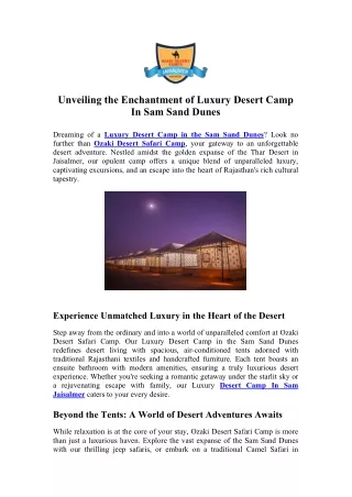 Book Now Best Desert Safari Camp in Jaisalmer
