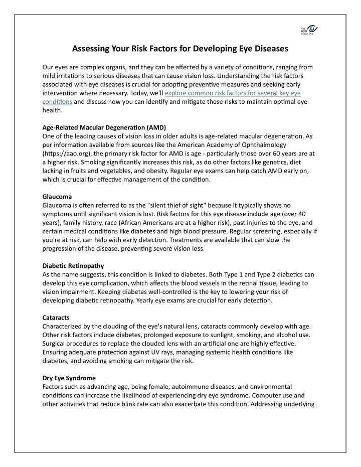 assessing your risk factors for developing