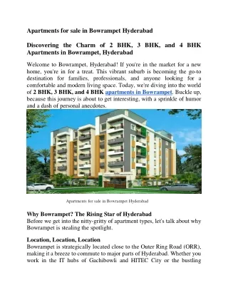 Apartments for sale in Bowrampet Hyderabad